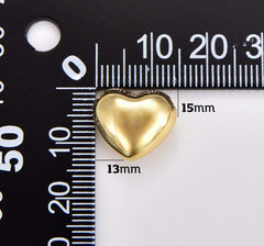 18K Gold Filled Dainty Puffy Heart Spacer Beads, Love Beads, Big Hole Heart Spacers for Bracelet Necklace Jewelry Making Supply, 15x13mm, BD142