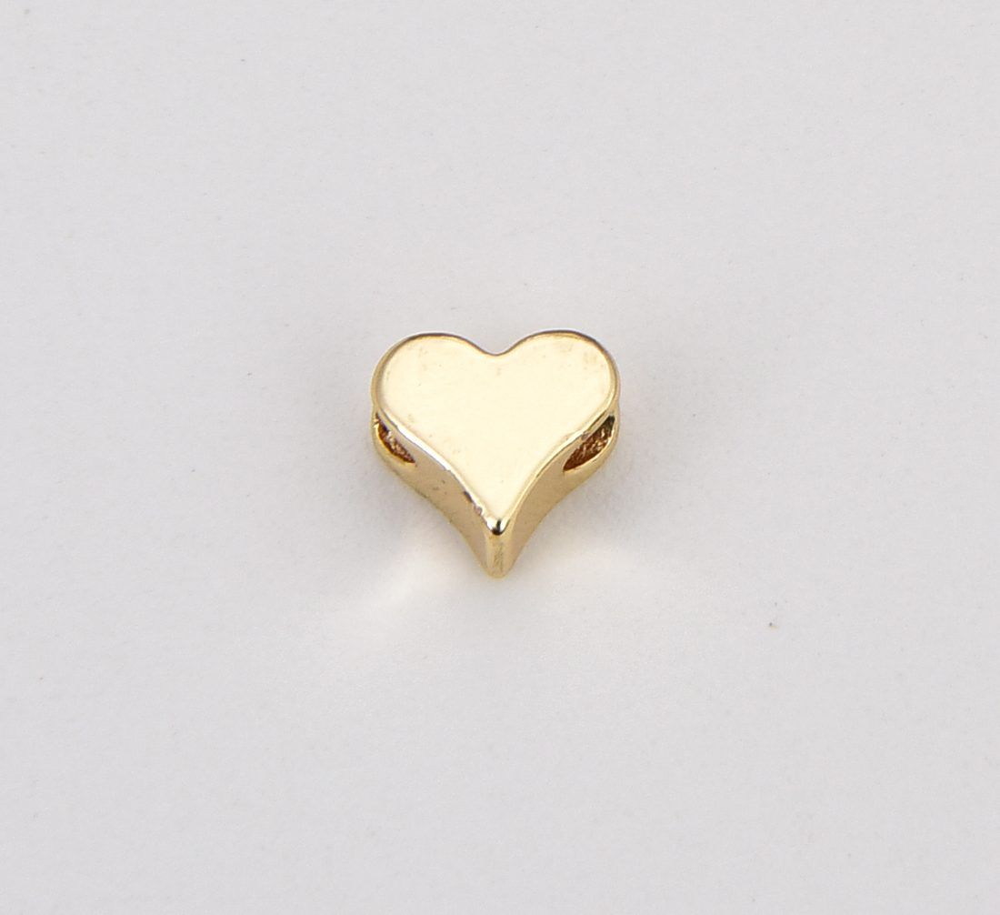 18K Gold Filled Dainty Heart Spacer Beads, Love Heart Beads, Heart Spacer Bracelet Connector for Bracelet Jewelry Making Supply, BD151