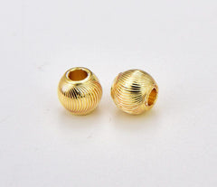 18K Gold Filled 1PC Dainty Round Spacer Bead, 6mm 8mm Spacer Ball Bracelet Connectors for Bracelet Necklace Component, BD152