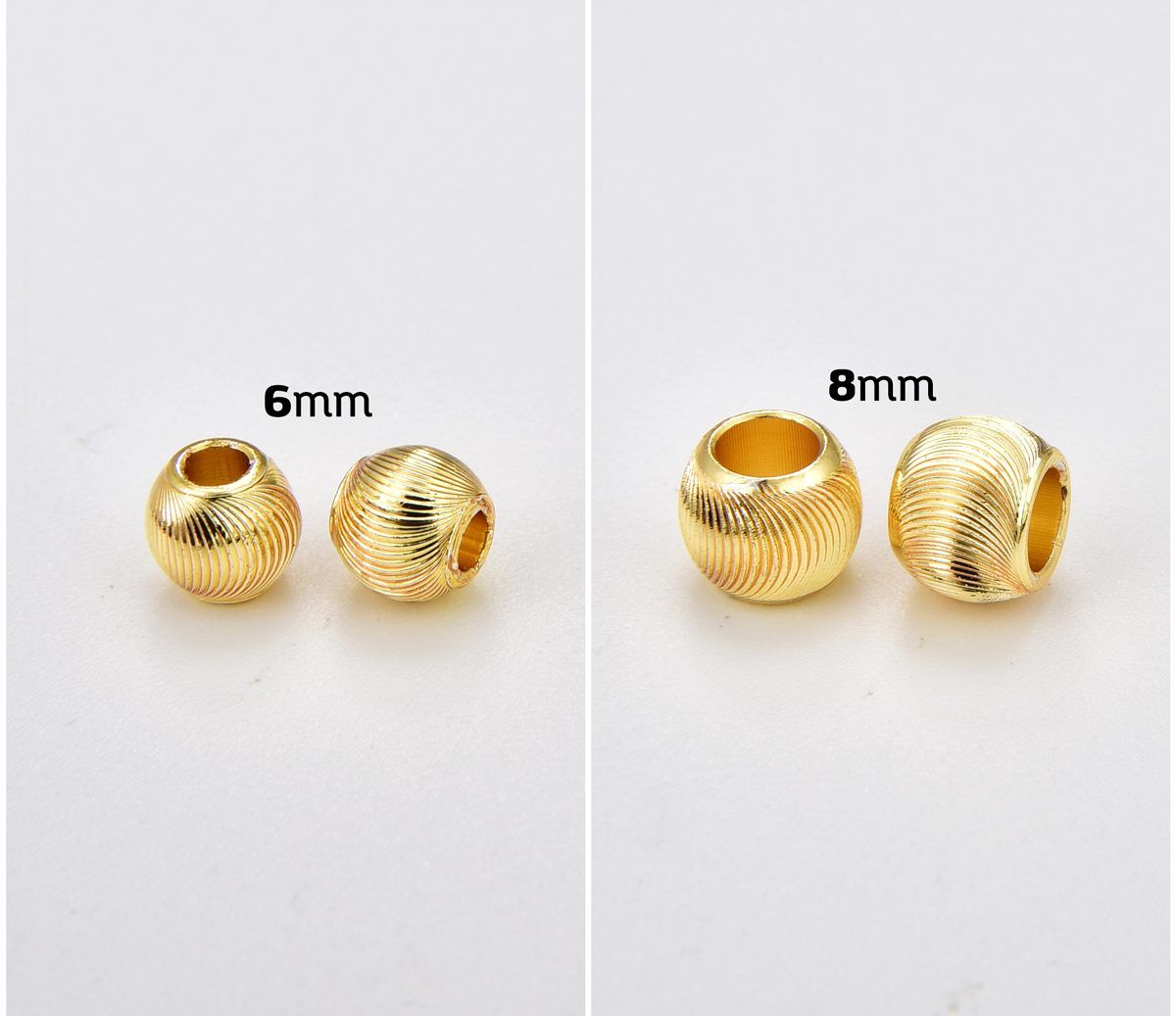 18K Gold Filled 1PC Dainty Round Spacer Bead, 6mm 8mm Spacer Ball Bracelet Connectors for Bracelet Necklace Component, BD152