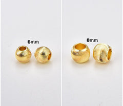 18K Gold Filled 1PC Dainty Round Spacer Bead, 6mm 8mm Spacer Ball Bracelet Connectors for Bracelet Necklace Component, BD152