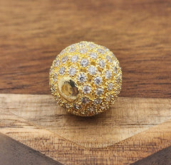 18K Gold Filled Dainty Shamballa Ball Beads, Round Ball Beads, CZ Micro Pave Shamballa Spacer Beads for Jewelry Making, 8/10/12/14/16mm, BD153