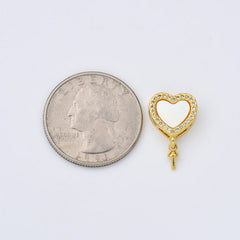 18K Gold Filled Shell Pearl Heart Bead Spacer, CZ Micro Pave Heart Spacers for Bracelet Necklace Jewelry Making, BD154