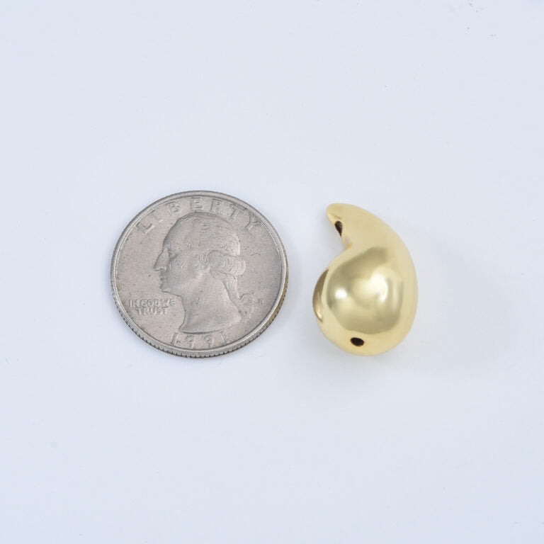 18K Gold Filled Chunky Teardrop Bead, Water Drop Spacer Bead for Necklaces Bracelet Earring Jewelry Making Supply, 24x15mm, BD158