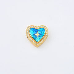 18K Gold Filled Opal Heart Shape Beads, Heart Spacer Bead for Necklace Bracelet Jewelry Making Supply, 16x16mm, BD159