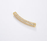 18K Gold Filled Curve Tube Bead, CZ Micro Pave Long Curve Tube for Bracelet Necklace, Cubic Zirconia Separator Tube, Tube Beads, BD600