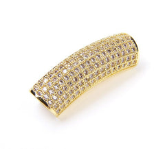 18K Gold Filled Cubic Zirconia Micro Pave Large Hole Tube Beads, BD601