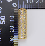 18K Gold Filled Cubic Zirconia Micro Pave Large Hole Tube Beads, BD601