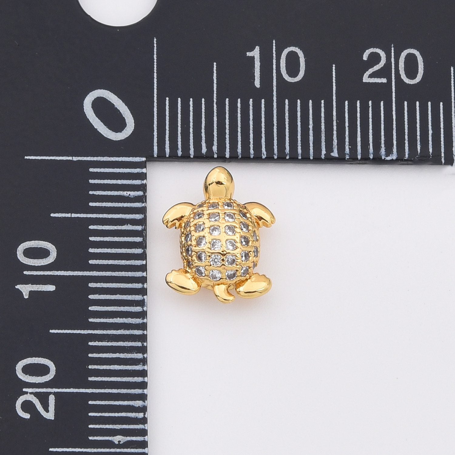 18K Gold Filled Turtle Bead Micro Pave Turtle Bead for Beach, Sea Turtle Bead, Rose Gold/Silver/Gold Beads, CZ Spacer Beads, 12x9mm, BD610