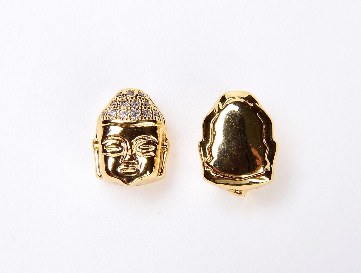 18K Gold Filled CZ Micro Pave Buddha Head Spacer, DIY, Jewelry Making, 11x14mm, BD612