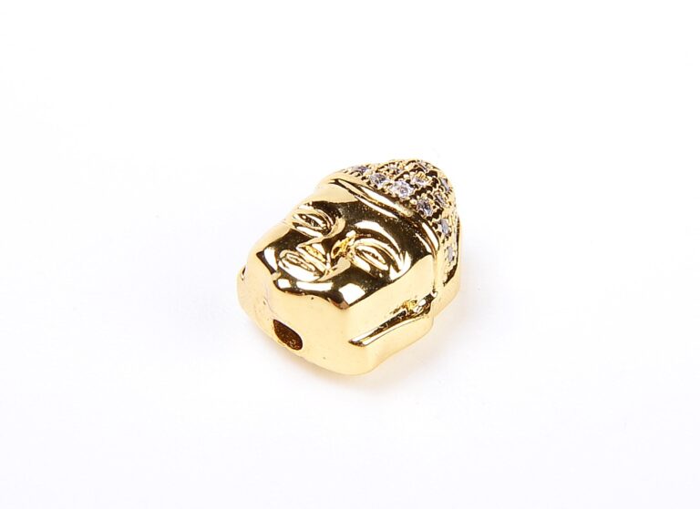 18K Gold Filled CZ Micro Pave Buddha Head Spacer, DIY, Jewelry Making, 11x14mm, BD612