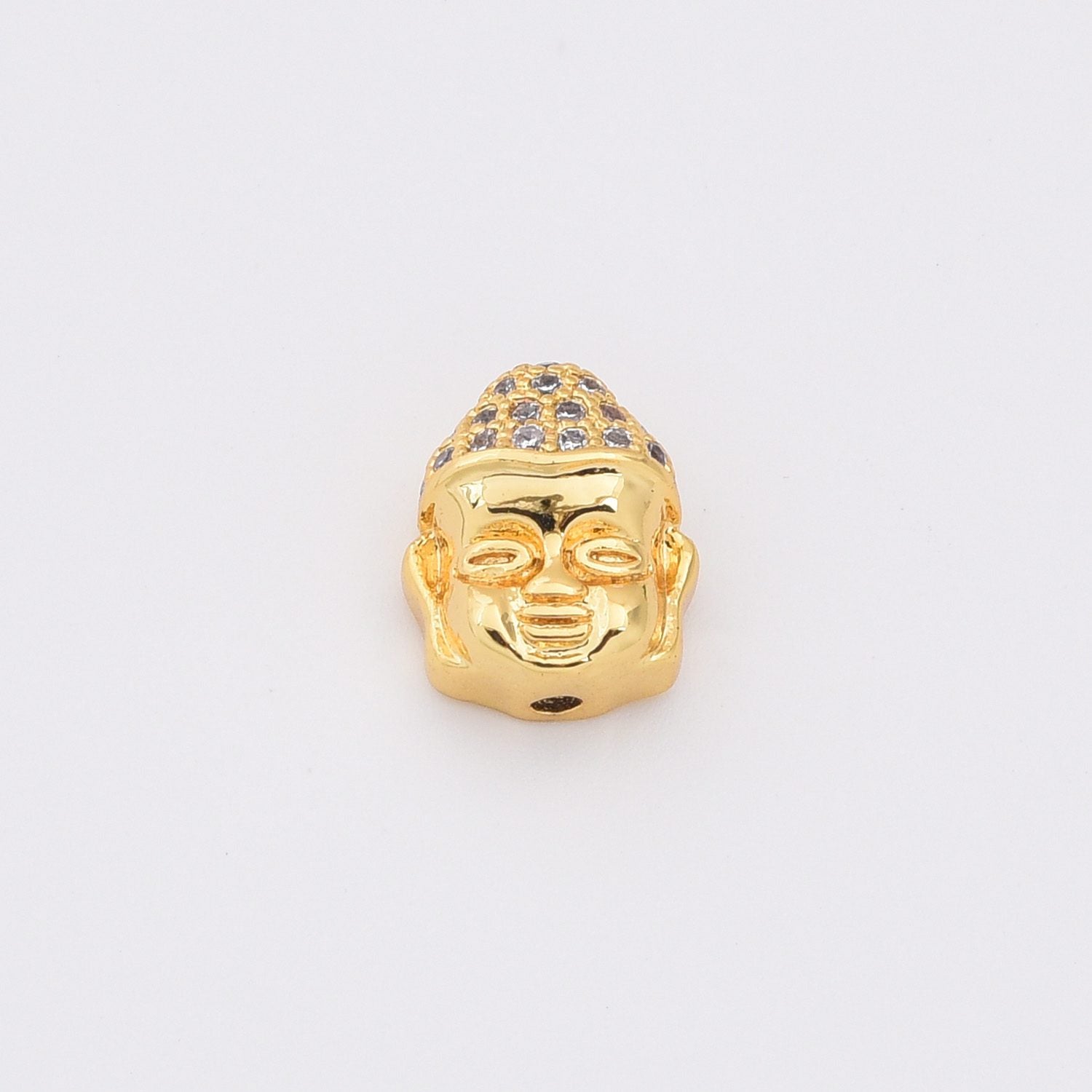 18K Gold Filled CZ Micro Pave Buddha Head Spacer, DIY, Jewelry Making, 11x14mm, BD612
