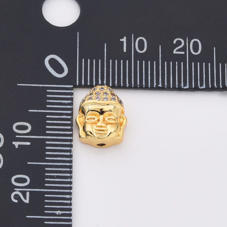 18K Gold Filled CZ Micro Pave Buddha Head Spacer, DIY, Jewelry Making, 11x14mm, BD612