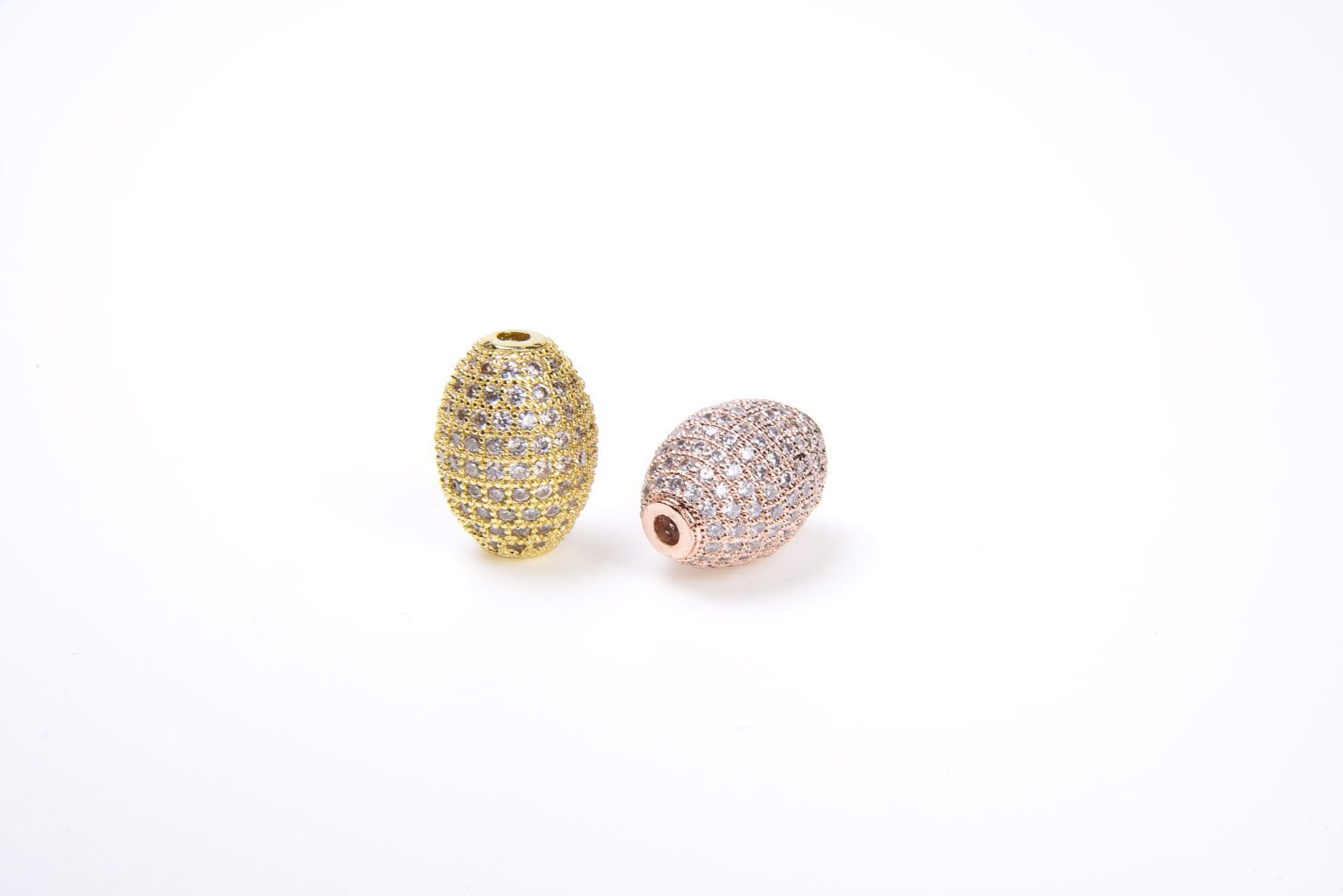 18K Gold Filled Oval Connector, Round Shape Beads, CZ Micro Pave Oval Beads Spacer, DIY, Jewelry Making, 16x12mm, BD627