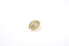 24K Gold Filled Oval Connector, Round Shape Beads, CZ Micro Pave Oval Beads Spacer, DIY, Jewelry Making, 16x12mm, BD627