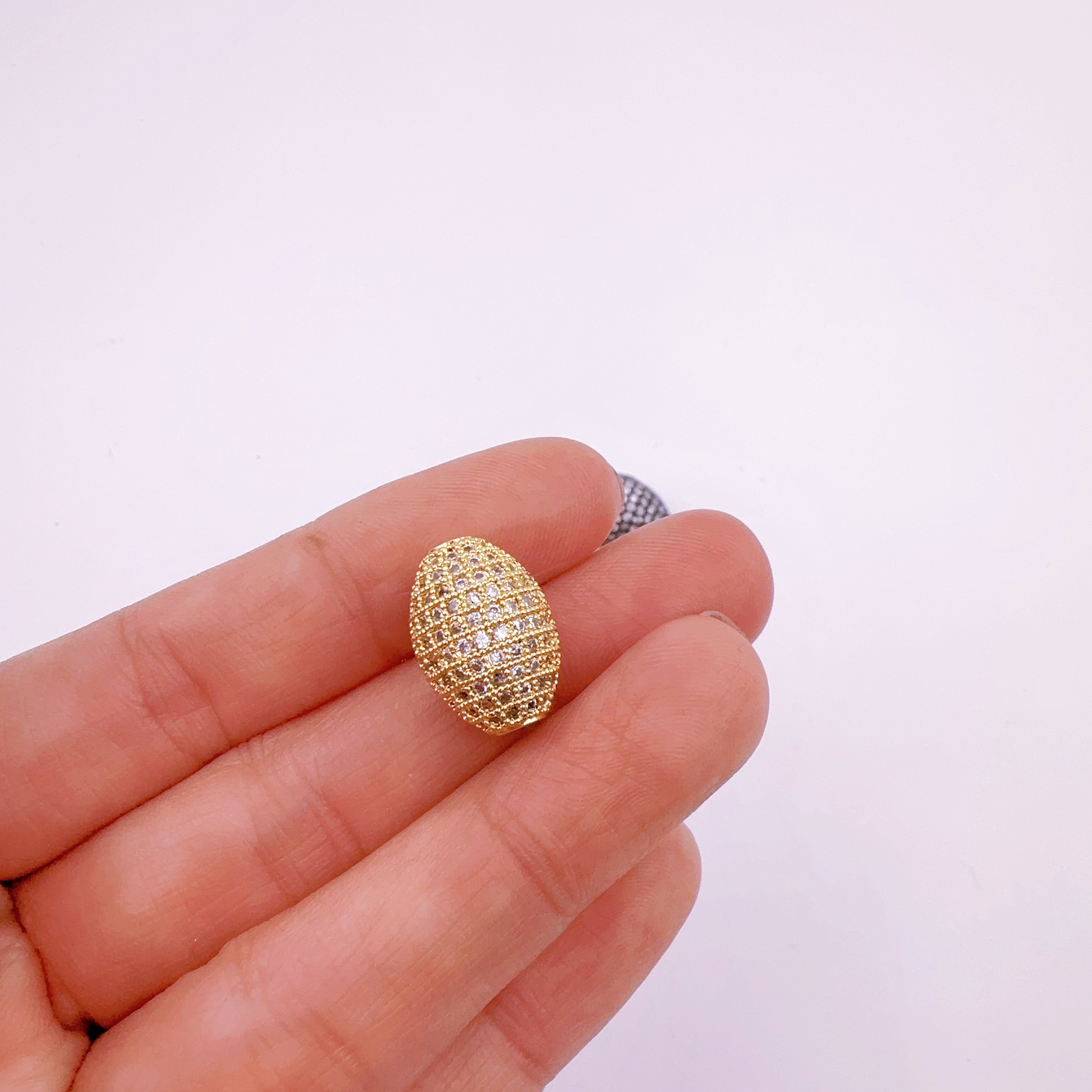 18K Gold Filled Oval Connector, Round Shape Beads, CZ Micro Pave Oval Beads Spacer, DIY, Jewelry Making, 16x12mm, BD627