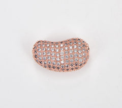 24K Gold Filled Bean Shape Beads, Gold Filled Kidney Shape Beads, CZ Micro Pave Beads, Oval Spacer Beads for Bracelet Necklace Jewelry Making Supply, BD653
