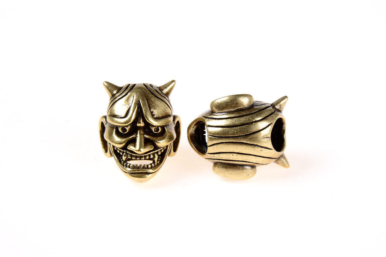 Antique Japanese Hannya Mask Charm Beads, Oni Mask Beads, Demon Beads, Noh Mask for Bracelet Jewelry Making Supplies 19x16mm, BD821