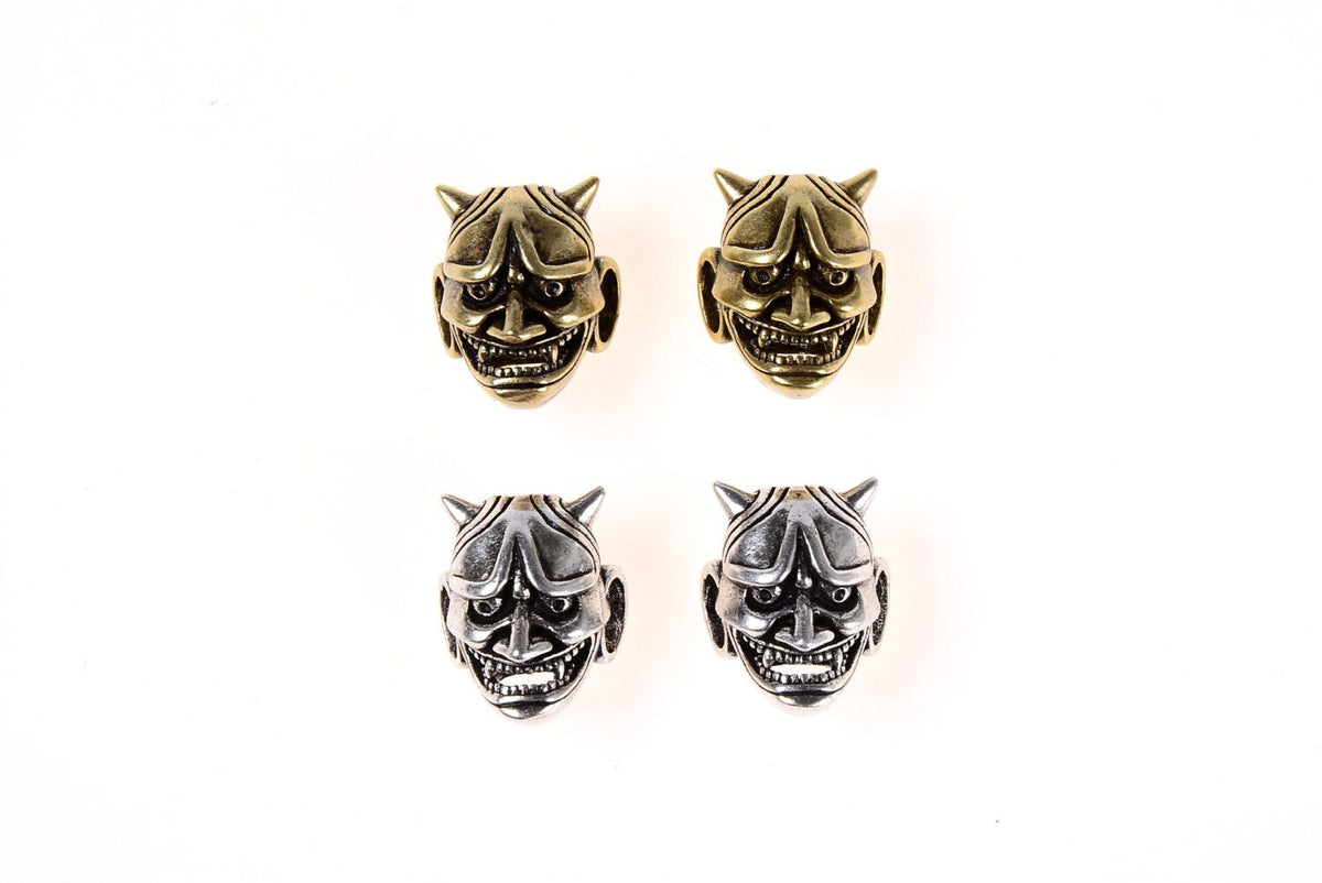 Antique Japanese Hannya Mask Charm Beads, Oni Mask Beads, Demon Beads, Noh Mask for Bracelet Jewelry Making Supplies 19x16mm, BD821