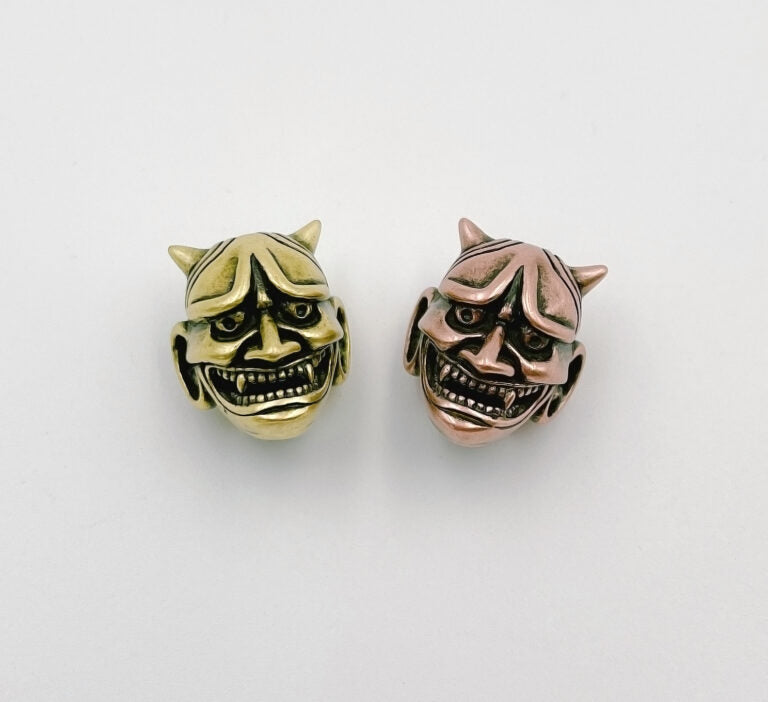 Antique Japanese Hannya Mask Charm Beads, Oni Mask Beads, Demon Beads, Noh Mask for Bracelet Jewelry Making Supplies 19x16mm, BD821