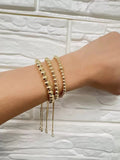 18K Gold Filled Ball Bead Bracelet, Adjustable Beaded Bracelet, Stackable Bracelet, BR064