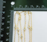 18K Gold Filled Chain Round CZ Chain by Foot, Unfinished Bulk Chain By Foot, Cubic Chains, Tiny CZ Chains, Ideal for Lariat Necklace, CH002