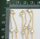 18K Gold Filled Diamond Chain by Yard, Crystal Rosary Bead Chain by Foot, Chain for Necklace Bracelet Jewelry Making, 5mm, CH003