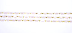 14K Gold Filled Pink Tube Rose Quartz Color Faceted Rectangle Beaded Chain 14K Gold Crystal Beaded Chain, Bulk Chain, 3x5mm, CH024