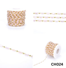 14K Gold Filled Pink Tube Rose Quartz Color Faceted Rectangle Beaded Chain 14K Gold Crystal Beaded Chain, Bulk Chain, 3x5mm, CH024