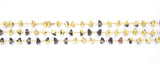 14K Gold Filled Black and Gold Crystal Chip Beaded Chain, Triangle Shape Crystal Beaded Chain, 3mm, CH077