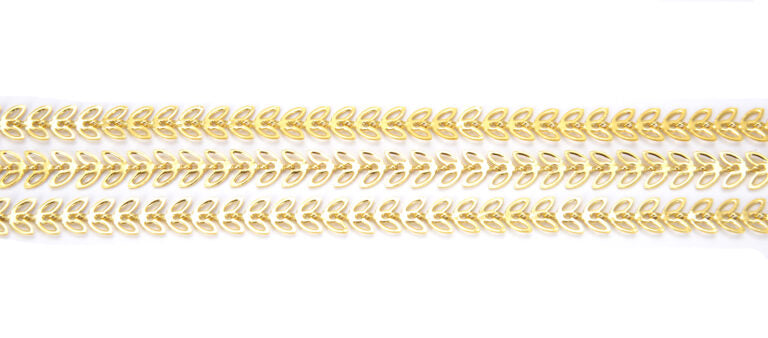 18K Gold Filled Brass Flat Chevron Chain, Decorative Leaf Chain, Wholesale Chain, 1/3/10 Feet, 6x4mm, CH079