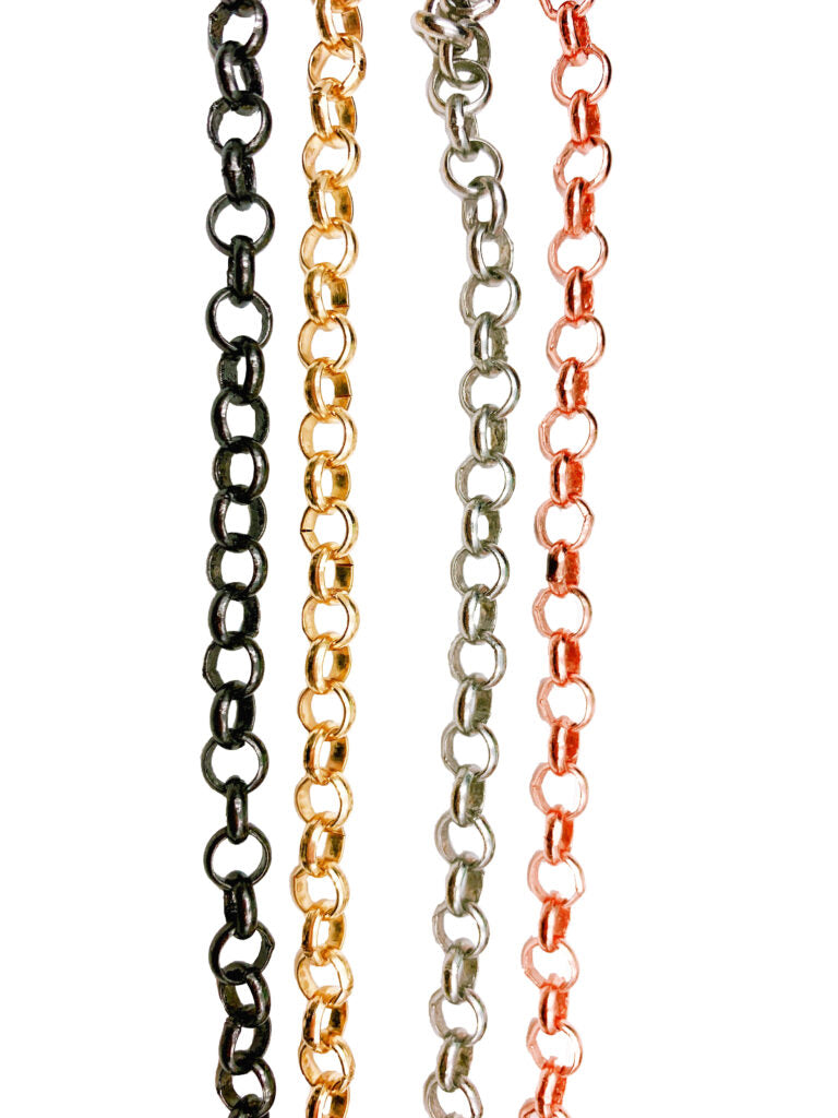 24K Gold Filled Gold Cable Chain Chain by Foot Gold Silver Rose Gold Black Link Chain Wholesale Bulk Roll Chain Necklace Bracelet Jewelry Making, 6mm, CH086