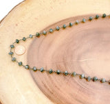Labradorite Faceted Rondelle Beaded Chain by Yard, Wholesale Bulk Roll Beaded Chain in Gunmetal for Necklace Bracelet Jewelry Making, CH091
