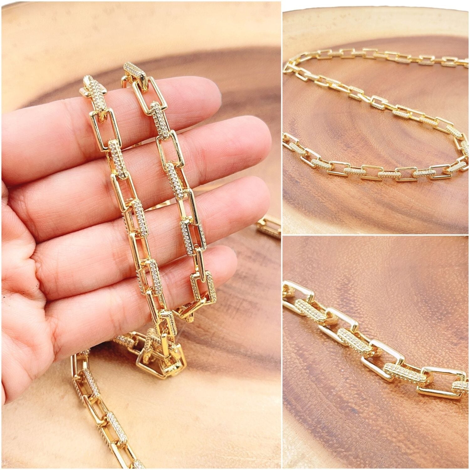 22K Gold Filled Paper Clip Chain, Thick Elongated Chain by Inches for Statement Necklace Making Supply, 2mm thickness, 10x6mm, CH099