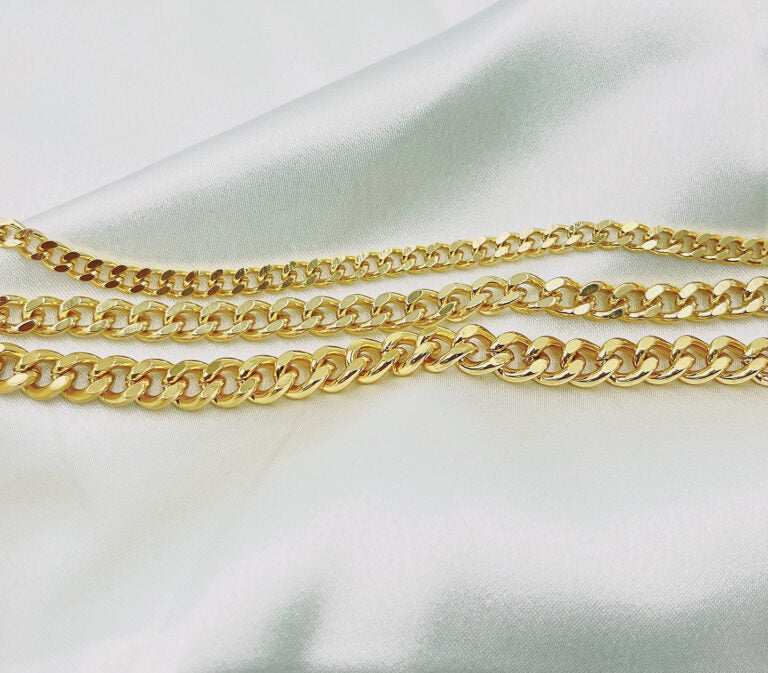 18K Gold Filled Gold Cuban Curb Chain by Foot, Cuban Curb Chain, Wholesale Bulk Roll Chain for Jewelry Making, CH104