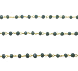 22K Gold Filled Green Crystal Beaded Chain, Emerald Jade Faceted Beads Rosary, Wire Wrapped Rosary Chain by Foot, 2mm, CH115
