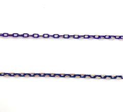 14K Gold Filled Blue Purple Faceted Rolo Chain, Link Chain, Bulk Lot Chains, 2 tone Chain, Rolo Chain, 4x3mm, CH119