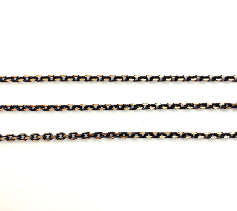 14K Gold Filled Black Faceted Rolo Chain, Black Link Chain, Bulk Lot Chains, Black and Gold Chain, Rolo Chain, 4x3mm, CH120