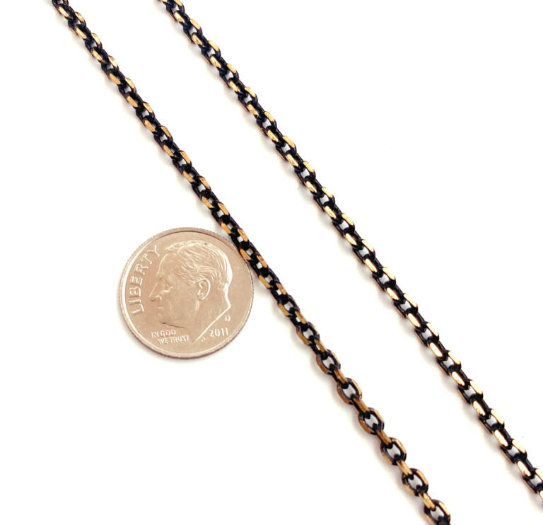 14K Gold Filled Black Faceted Rolo Chain, Black Link Chain, Bulk Lot Chains, Black and Gold Chain, Rolo Chain, 4x3mm, CH120