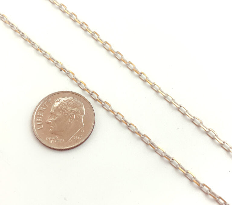 14K Gold Filled White Enamel Cable Chain by Foot, Cable Chain, Wholesale Bulk Roll Chain for Jewelry Making, Unfinished Chain, 3x2mm, CH121