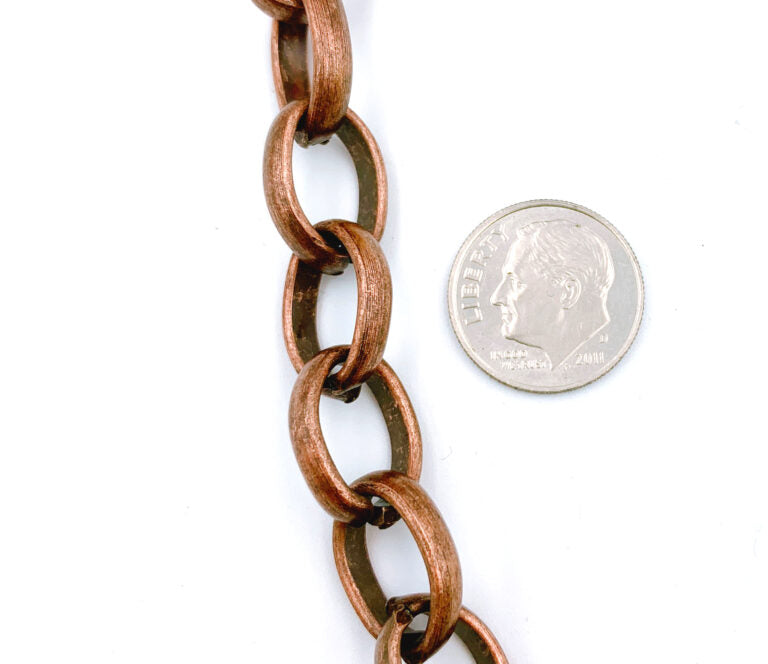 Copper Rolo Cable Chain by Yard, Copper Oval Link Chain by Foot, Wholesale bulk Roll Chain for Jewelry Making, 16x12mm, CH127