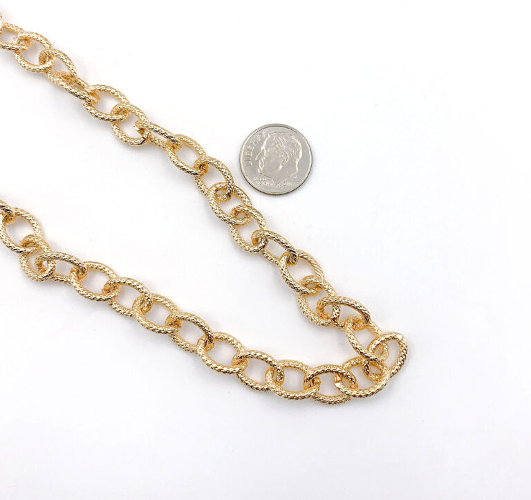 14K Gold Filled Paperclip Cable Chain by Yard, Textured Cable Chain , Wholesale bulk Roll Chain for Jewelry Making, CH135