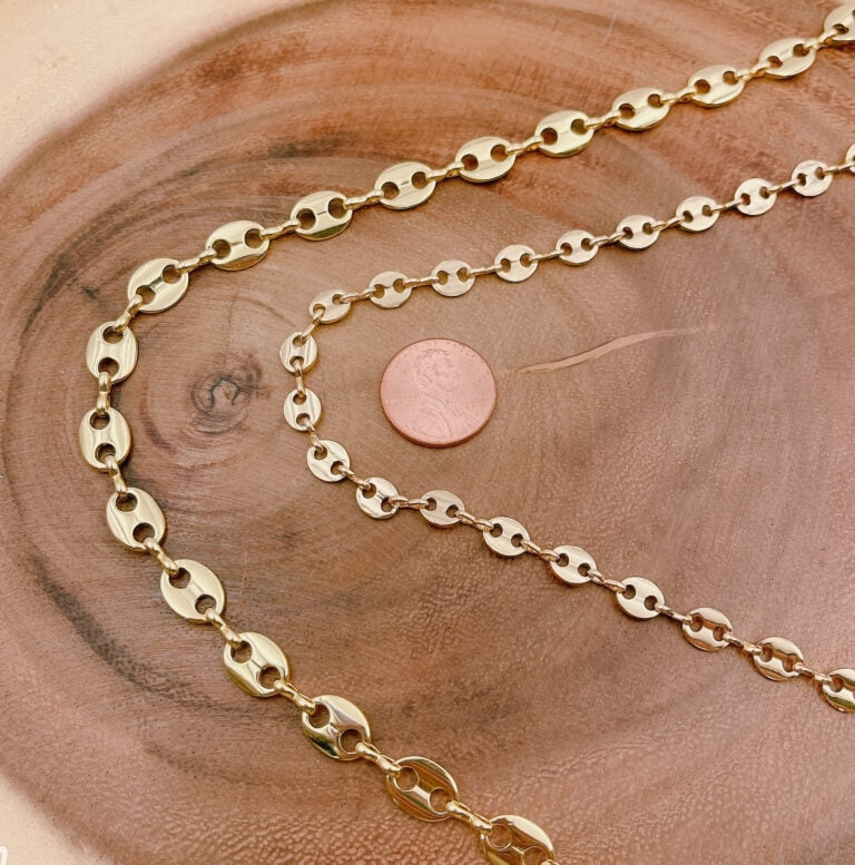 14K Gold Filled Mariner Chain Necklace G Link Chain by Yard ,5mm width for Necklace Bracelet Unfinished Chain for DIY Jewelry Supply, CH151