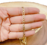 24K Gold Filled Flat Figaro Chain Jewelry Chain Sold by the Yard for Necklace Bracelet Anklet Supply, 3mm, CH156
