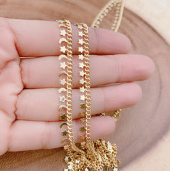 14K Gold Filled Star and Crescent Moon Cuban Curb Chain by Foot Yard Rosary Chain ,Necklace Bracelet DIY Jewelry Making, CH159