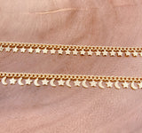 14K Gold Filled Star and Crescent Moon Cuban Curb Chain by Foot Yard Rosary Chain ,Necklace Bracelet DIY Jewelry Making, CH159