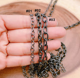 Black Rhodium Rolo Cable Chain, Black Cable Rolo Chain by Foot, Wholesale Bulk Roll Chain for Jewelry Making, CH162