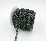 Black Rhodium Rolo Cable Chain, Black Cable Rolo Chain by Foot, Wholesale Bulk Roll Chain for Jewelry Making, CH162A