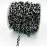 Black Rhodium Rolo Cable Chain, Black Cable Rolo Chain by Foot, Wholesale Bulk Roll Chain for Jewelry Making, CH162