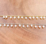 18K Gold Filled White Shell Pearl Beaded Chain, Pearl Chain by Yard, Wholesale bulk Roll Chain for Necklace Bracelet Jewelry Making, 3mm, CH168